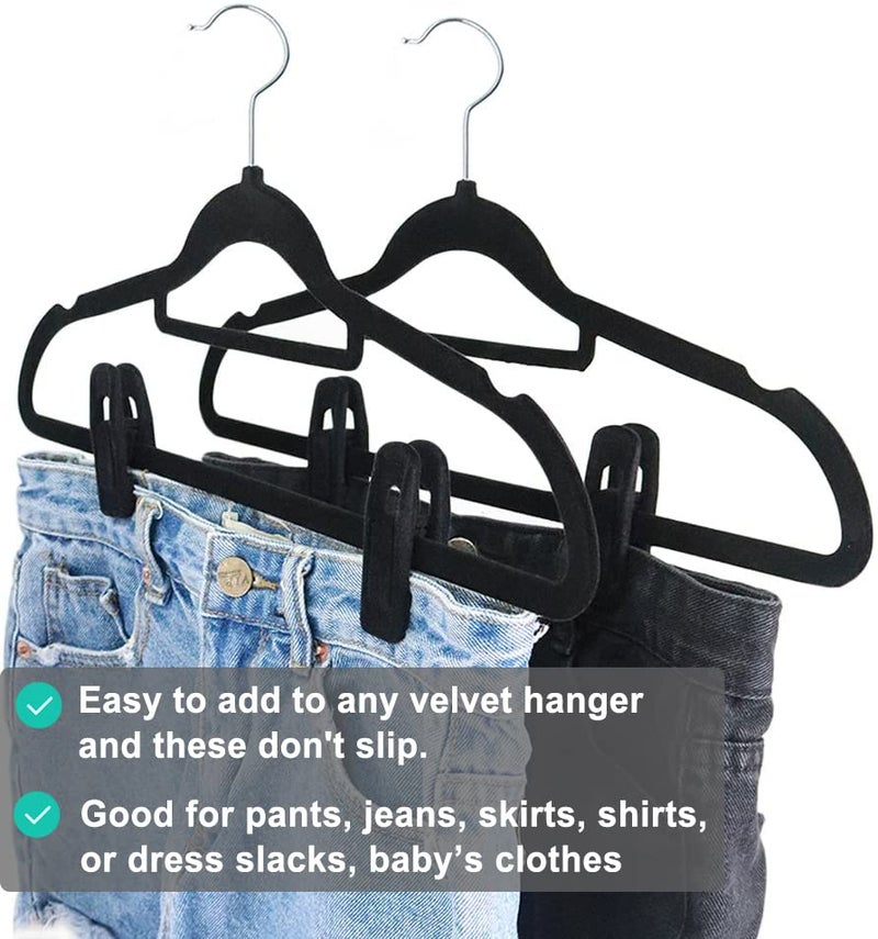Tofiigrem Black Velvet Hangers Clips (50-Pack)  Non-Slip Skirt Hanger Velvet Clips For Velvet Hangers  Strong Finger Clips Perfect For Thin Velvet Hangers Skirt Pant Suit Clothes Velvet Hangers - Image 5