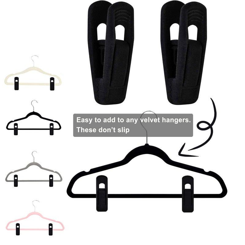 Tofiigrem Black Velvet Hangers Clips (50-Pack)  Non-Slip Skirt Hanger Velvet Clips For Velvet Hangers  Strong Finger Clips Perfect For Thin Velvet Hangers Skirt Pant Suit Clothes Velvet Hangers - Image 2