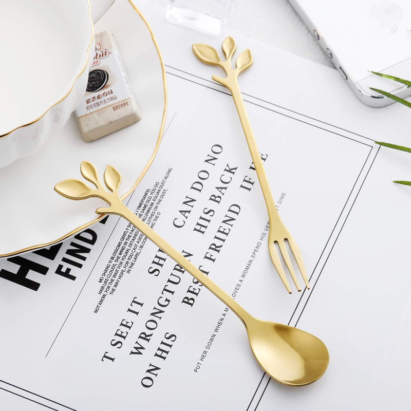 CAMDEA Gold Plated Stainless Steel Mini Coffee Espresso Spoon Tableware Flatware Dessert Teaspoons Small Soup Spoons Set Of 8 4.9 Inch Specialty Demitasse Stirring Spoons (Gold Spoons) - Image 4