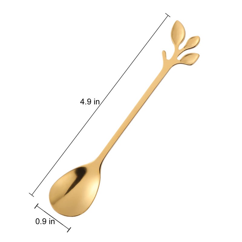 CAMDEA Gold Plated Stainless Steel Mini Coffee Espresso Spoon Tableware Flatware Dessert Teaspoons Small Soup Spoons Set Of 8 4.9 Inch Specialty Demitasse Stirring Spoons (Gold Spoons) - Image 2