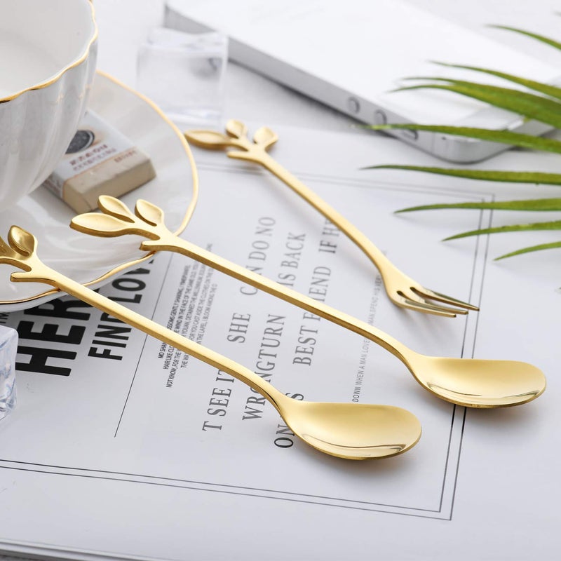 CAMDEA Gold Plated Stainless Steel Mini Coffee Espresso Spoon Tableware Flatware Dessert Teaspoons Small Soup Spoons Set Of 8 4.9 Inch Specialty Demitasse Stirring Spoons (Gold Spoons) - Image 3