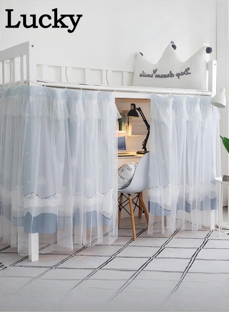 لاكي 2 قطعة ستارة سرير خاصة في الجزء السفلي من السرير بطابقين، ستارة تعتيم سرير واحد قابلة للتنفس والغبار، ستارة سرير عائلي عنبر، طبقة مزدوجة يمكن أن تغطي 3 جوانب - Image 1