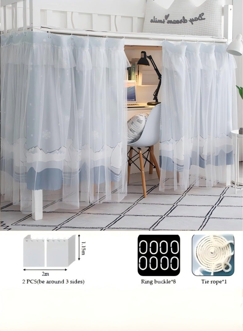 لاكي 2 قطعة ستارة سرير خاصة في الجزء السفلي من السرير بطابقين، ستارة تعتيم سرير واحد قابلة للتنفس والغبار، ستارة سرير عائلي عنبر، طبقة مزدوجة يمكن أن تغطي 3 جوانب - Image 2