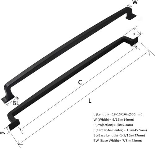 khtumeware Appliance Handle Pull Matte Black 18 in 457 mm CentertoCenter Drawer Pull 1 Pack Kitchen and Bathroom Cabinet Hardware Furniture Hardware - Image 3