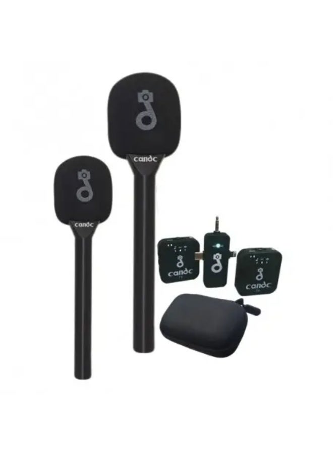 candc Candc Dual MIC Wireless Microphone Kit (2 Transmitters + 1 Receiver) For Special Interview & Reporting  - Image 4