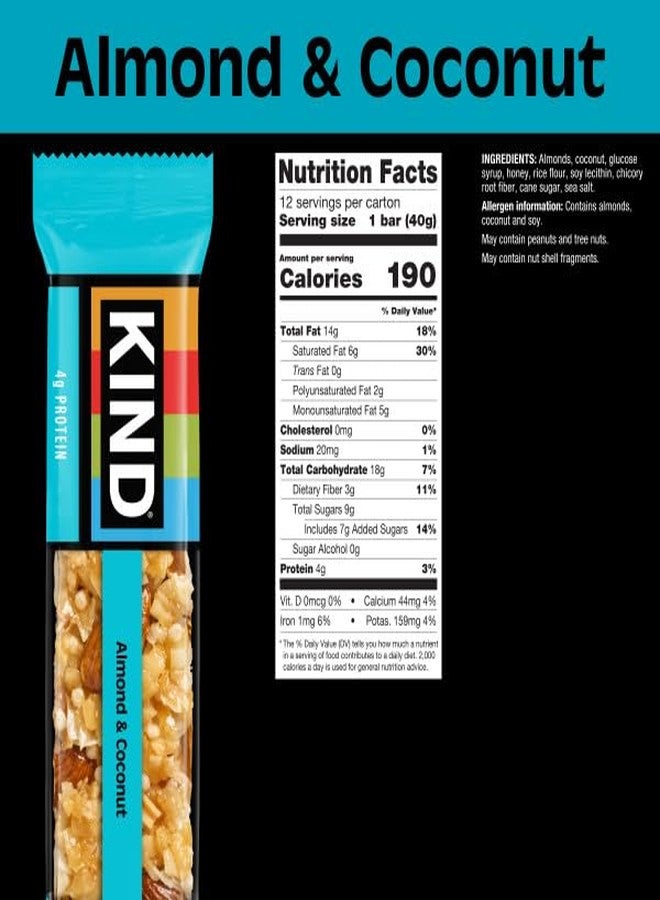 KIND Nut Bars, Almond & Coconut, Healthy Snack Bars, Gluten Free, Low Sodium, 3g Protein, 36 Count - Image 2