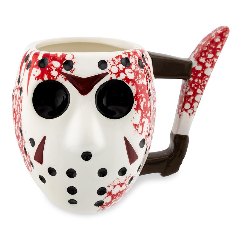 Silver Buffalo Warner Bros Friday The 13th Jason Mask with Knife Ceramic Coffee 3D Sculpted Mug 1 Count Pack of 1 Multicolor 20 fluid ounce