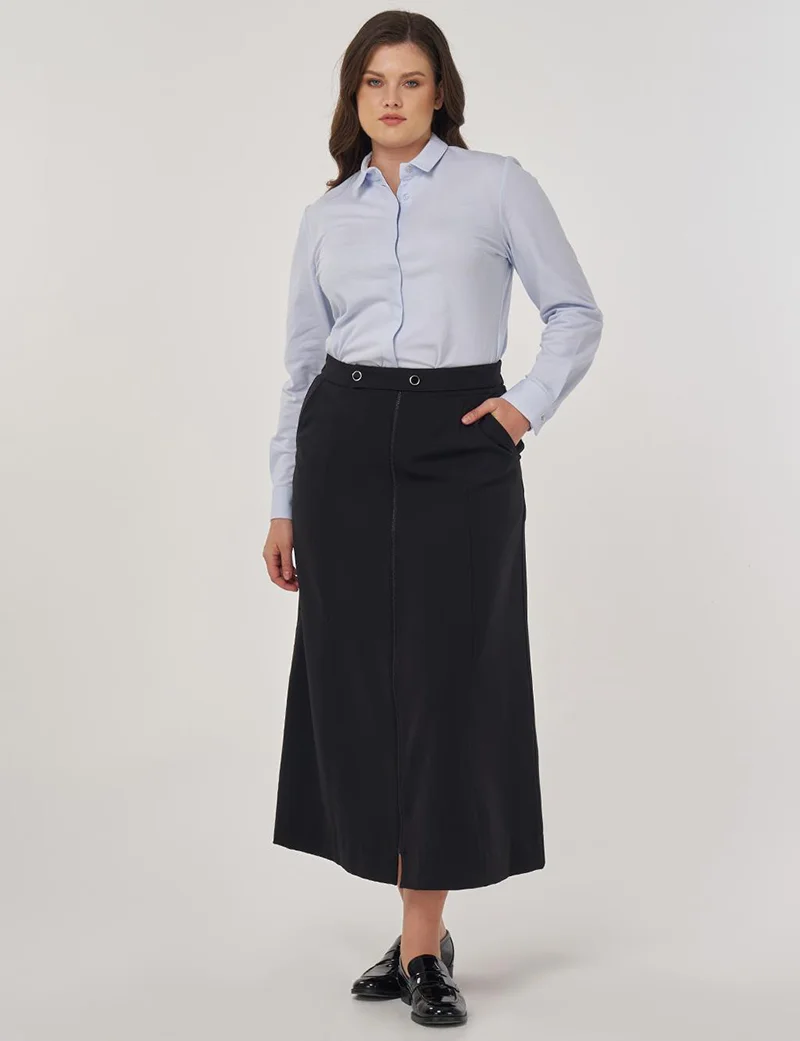 Kayra Zippered Bell-Skirt in Black