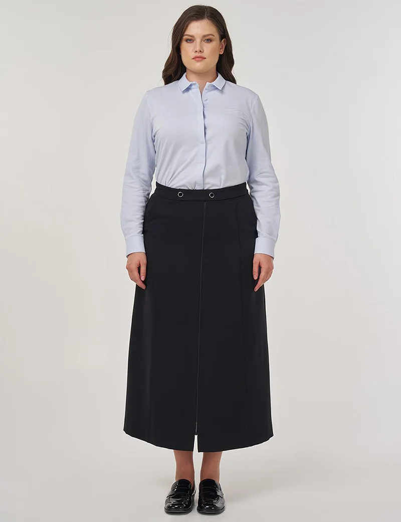 Kayra Zippered Bell-Skirt in Black