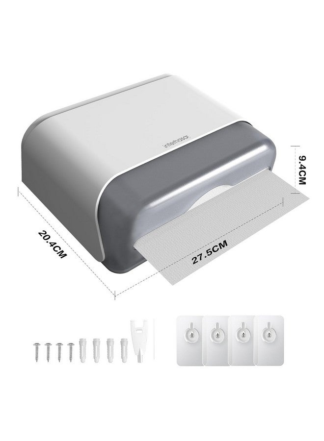 interhasa! Hand Towel Paper Dispenser Multifold/Trifold/M Fold Tissue Toilet Paper Holder ABS Wall Mounted for Home Bathroom Kitchen, Toilet Paper Box Tissue Organizer, White - Image 2