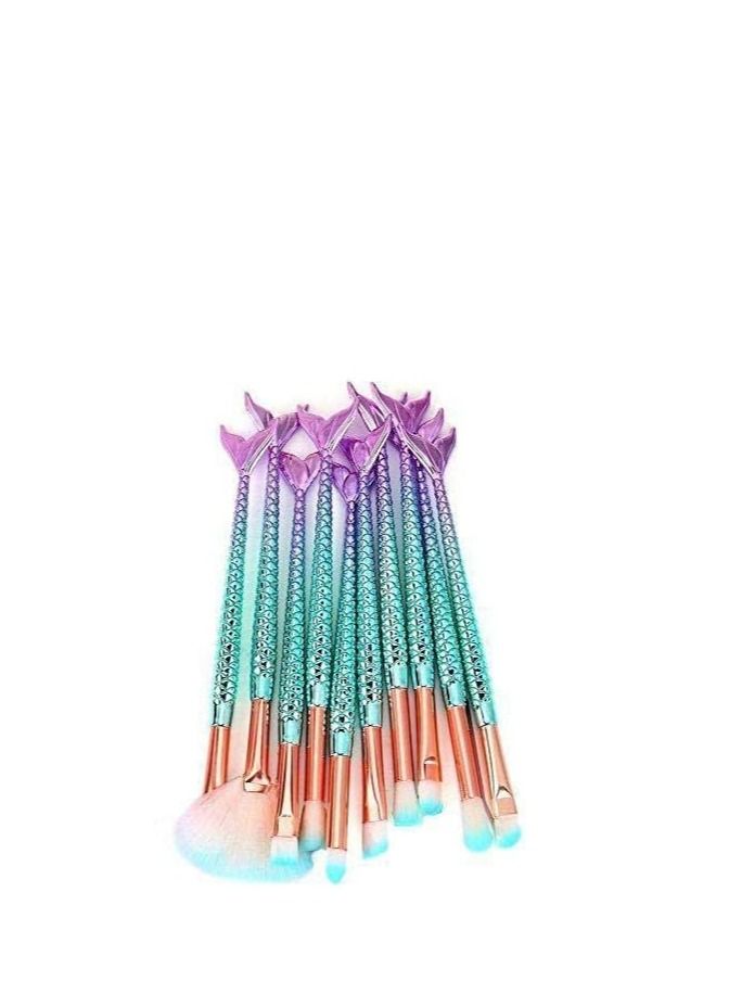 ORiTi 3D Mermaid Makeup Brush Cosmetic Brushes Eyeshadow Eyeliner Blush Brushes Makeup Brushes Set, 11 Pieces - Image 4