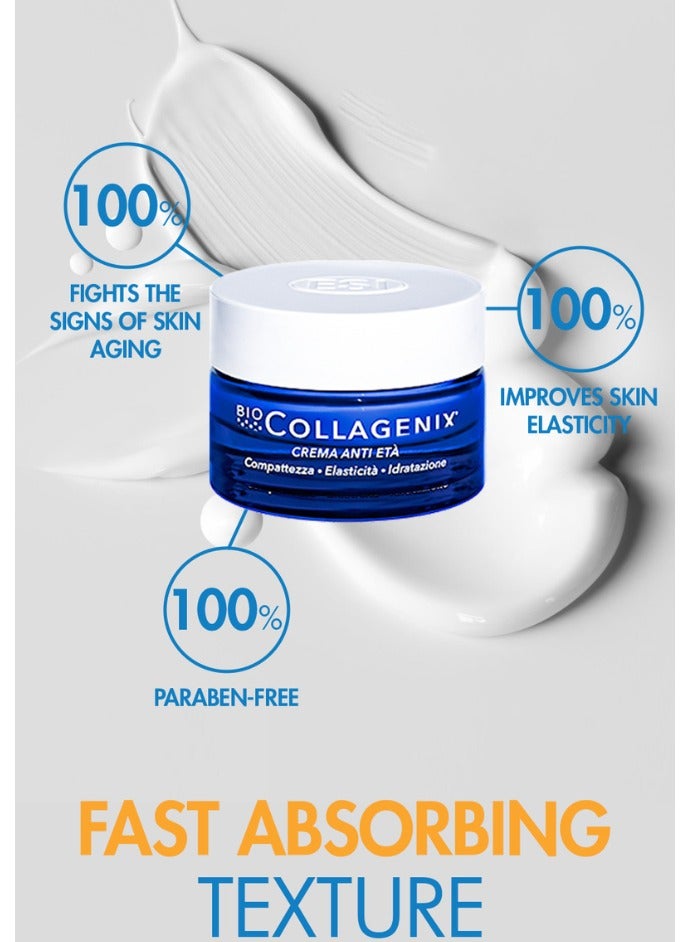 ESI Biocollagenix Anti-Aging Cream with Marine Collagen, Hyaluronic Acid & Vitamin C | Includes Travel Cosmetic Bag for Skincare & Makeup Storage | Deep Hydration, Wrinkle Reduction, Firming & Radiant Skin - Image 4