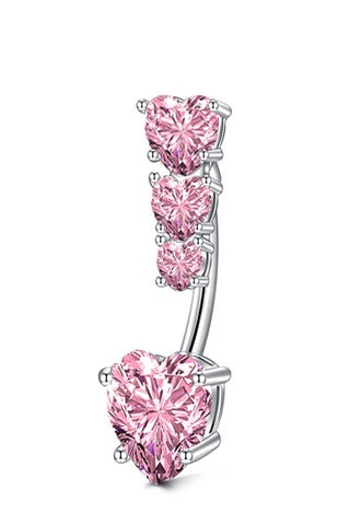 خاتم سرة من التيتانيوم المضاد للحساسية - تصميم قلب وردي مرصع ب zirconia اللامع. مثالي للبشرة الحساسة والهدايا الراقية في المناسبات الخاصة