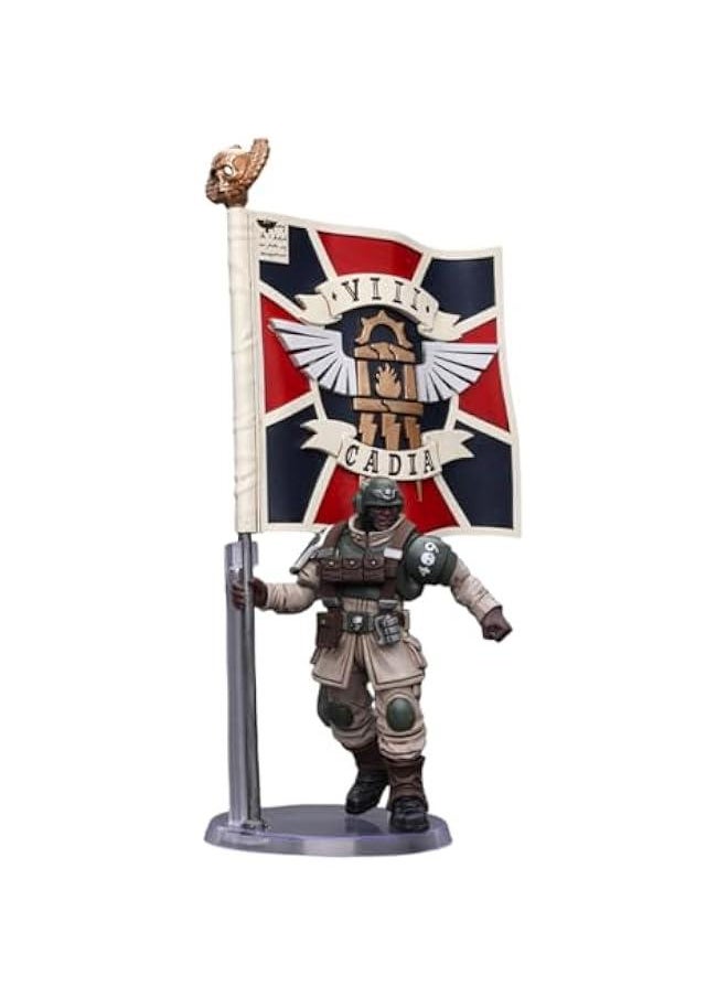JoyToy Warhammer 40K Collectible Figure: Astra Militarum Cadian Command Squad Veteran with Regimental Standard 1:18 Scale Action Figures JT7929 (Veteran with Regimental Standard)