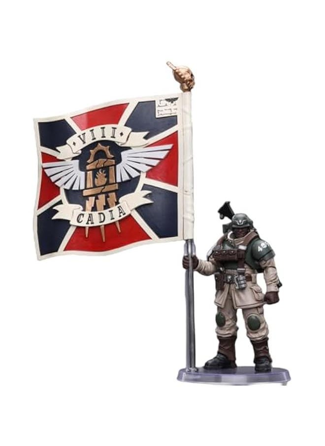 JoyToy Warhammer 40K Collectible Figure: Astra Militarum Cadian Command Squad Veteran with Regimental Standard 1:18 Scale Action Figures JT7929 (Veteran with Regimental Standard)