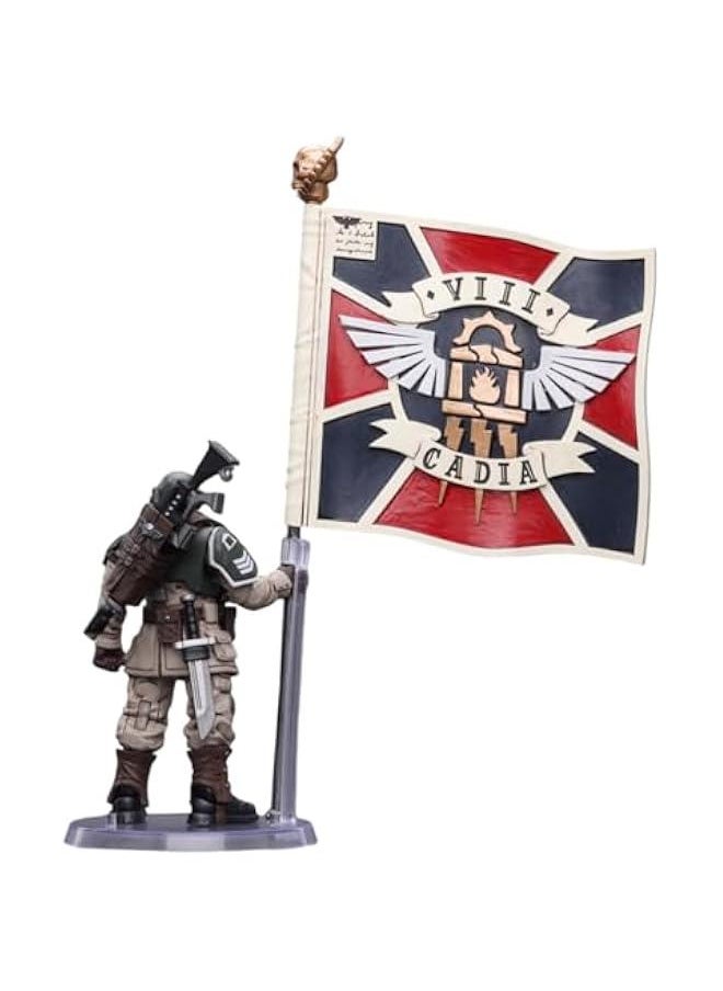 JoyToy Warhammer 40K Collectible Figure: Astra Militarum Cadian Command Squad Veteran with Regimental Standard 1:18 Scale Action Figures JT7929 (Veteran with Regimental Standard)