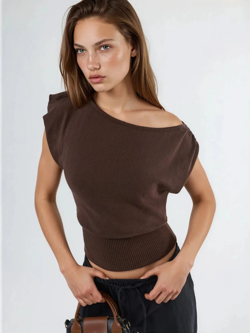 Busem BUSEM Boat Neck Ribbed Blouse