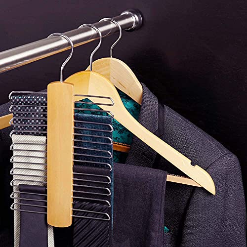 HANGERWORLD Wooden 20 Bar Tie Rack Hanger - Scarf, Belt, Accessory Organiser, 1 Piece - Image 5