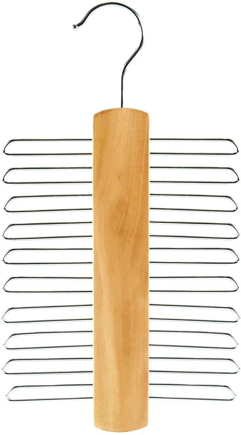 HANGERWORLD Wooden 20 Bar Tie Rack Hanger - Scarf, Belt, Accessory Organiser, 1 Piece - Image 1