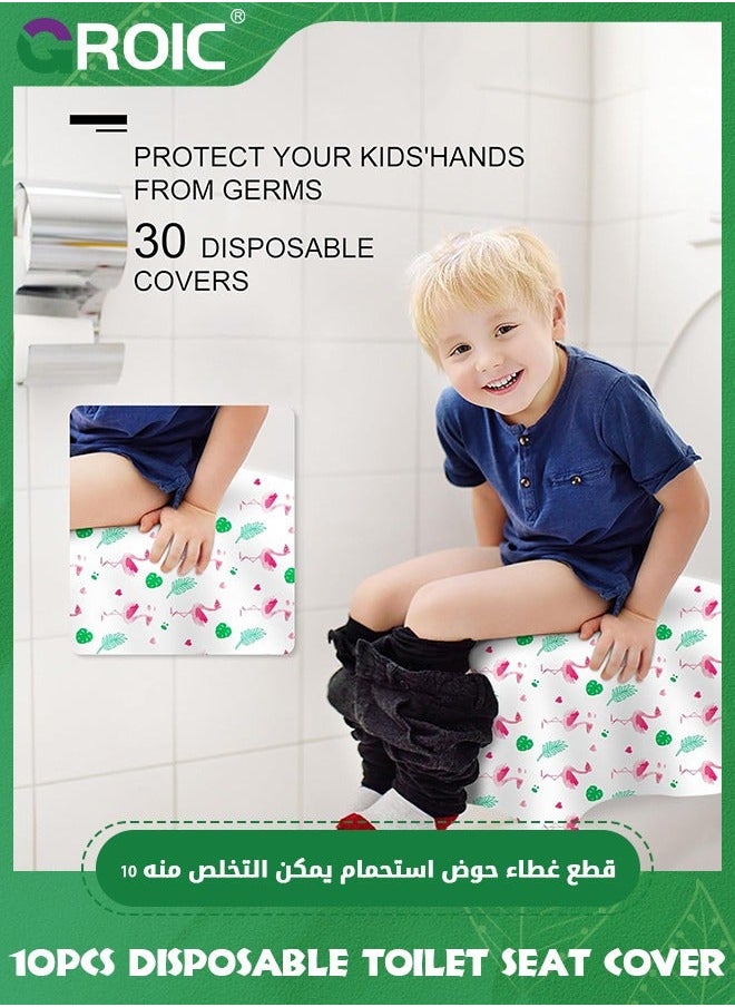 GROIC 10 Pack Disposable Toilet Seat Cover,Extra Large Full Cover Individually Wrapped Portable for Travel Covers,Travel Covers,Individually Potty Training Liners  - Image 3