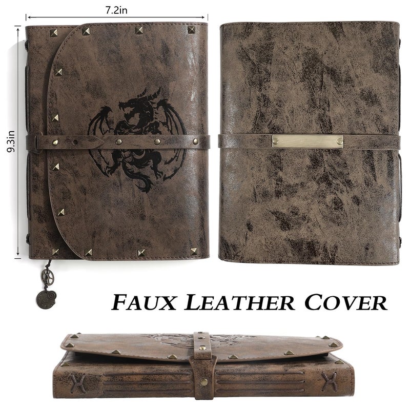 ACTIONDRAKE DND Dragon Notebook/Diary, Dragon Embossed Notebook for Dungeons & Dragons/D&D Series, RPG Accessory for DMs and Players Nerdy Gifts, 288 Pages A5 Leather Notepad for Men and Women. - Image 2