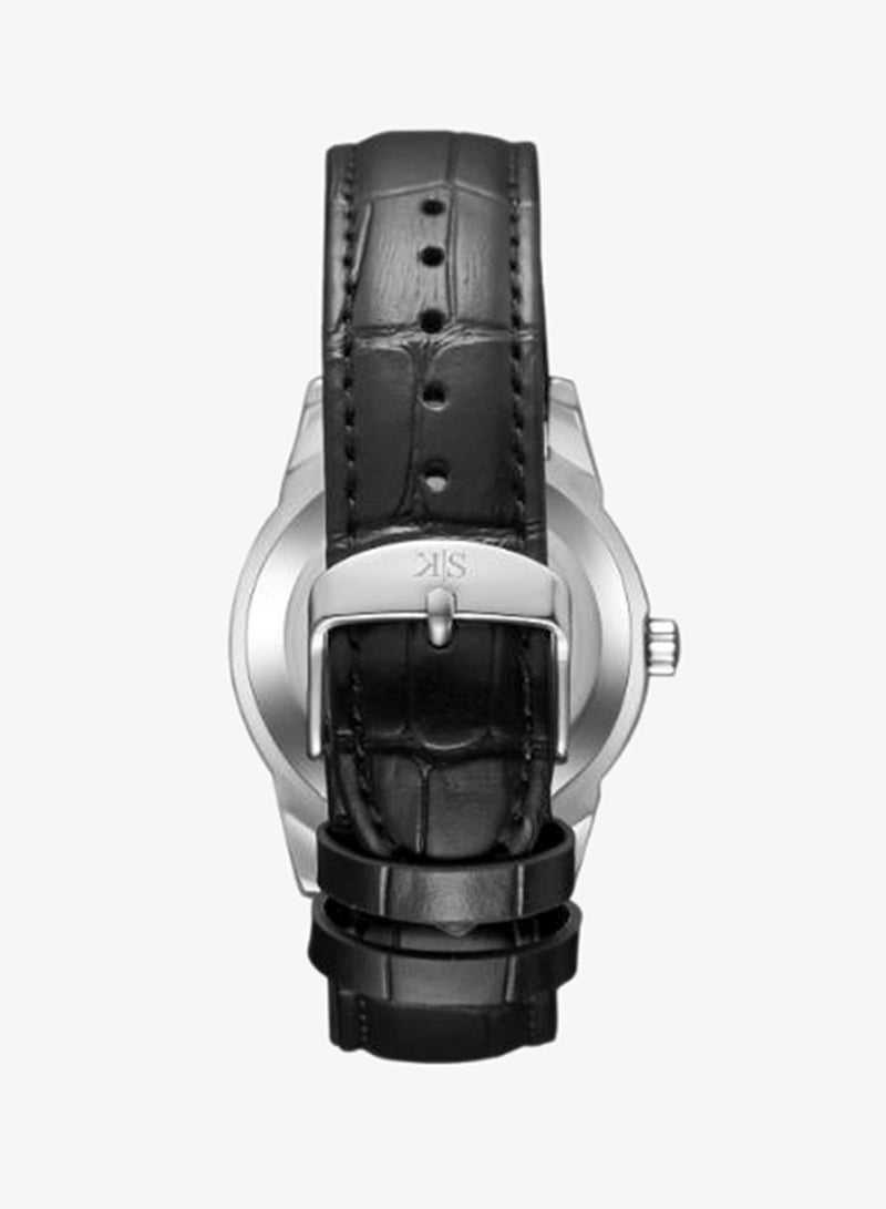 KENNETH SCOTT Men's Leather Analog Watch K23030-SLBW - 40x49 mm - Image 3