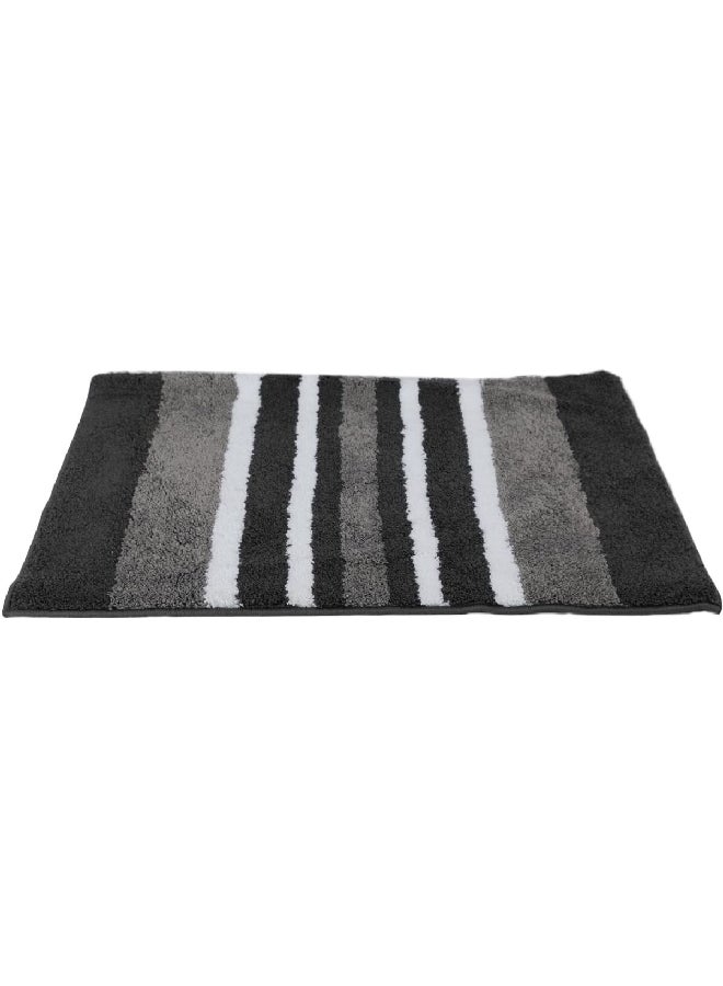 Cannon 2-Piece Non Slip Striped Bath Mat Set Grey and White 60 x 60 cm CN BM2PCST - Image 4