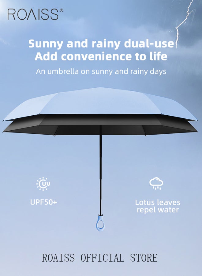 رويس مظلة محمولة خفيفة الوزن بمقبض حلقي للجنسين 6 أضلاع من الفينيل مظلة جيب صغيرة مثالية للسفر أو الخروج حماية مدمجة من الأشعة فوق البنفسجية مقاومة قوية للمطر ومظلة مقاومة للرياح - Image 2