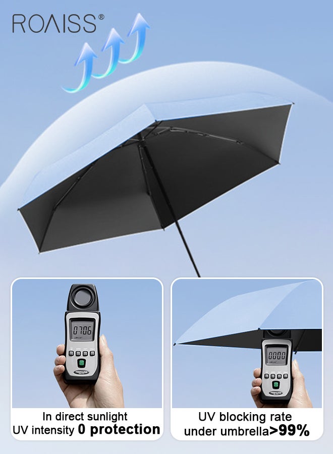 رويس مظلة محمولة خفيفة الوزن بمقبض حلقي للجنسين 6 أضلاع من الفينيل مظلة جيب صغيرة مثالية للسفر أو الخروج حماية مدمجة من الأشعة فوق البنفسجية مقاومة قوية للمطر ومظلة مقاومة للرياح - Image 4