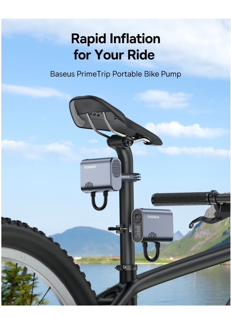 Baseus Wireless Bike Tire Inflator, Portable Air Compressor for Quick Inflation up to 150psi, Electric Tire Air Pump with Real-time Status LED Display, Ideal for Bicycles, E-Bikes, and More, Compact Design for Easy Storage and Use During Emergencies  - Image 2