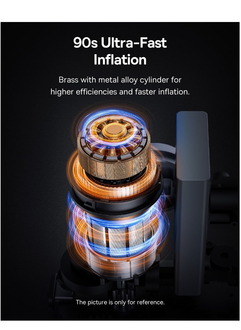 Baseus Wireless Bike Tire Inflator, Portable Air Compressor for Quick Inflation up to 150psi, Electric Tire Air Pump with Real-time Status LED Display, Ideal for Bicycles, E-Bikes, and More, Compact Design for Easy Storage and Use During Emergencies  - Image 3
