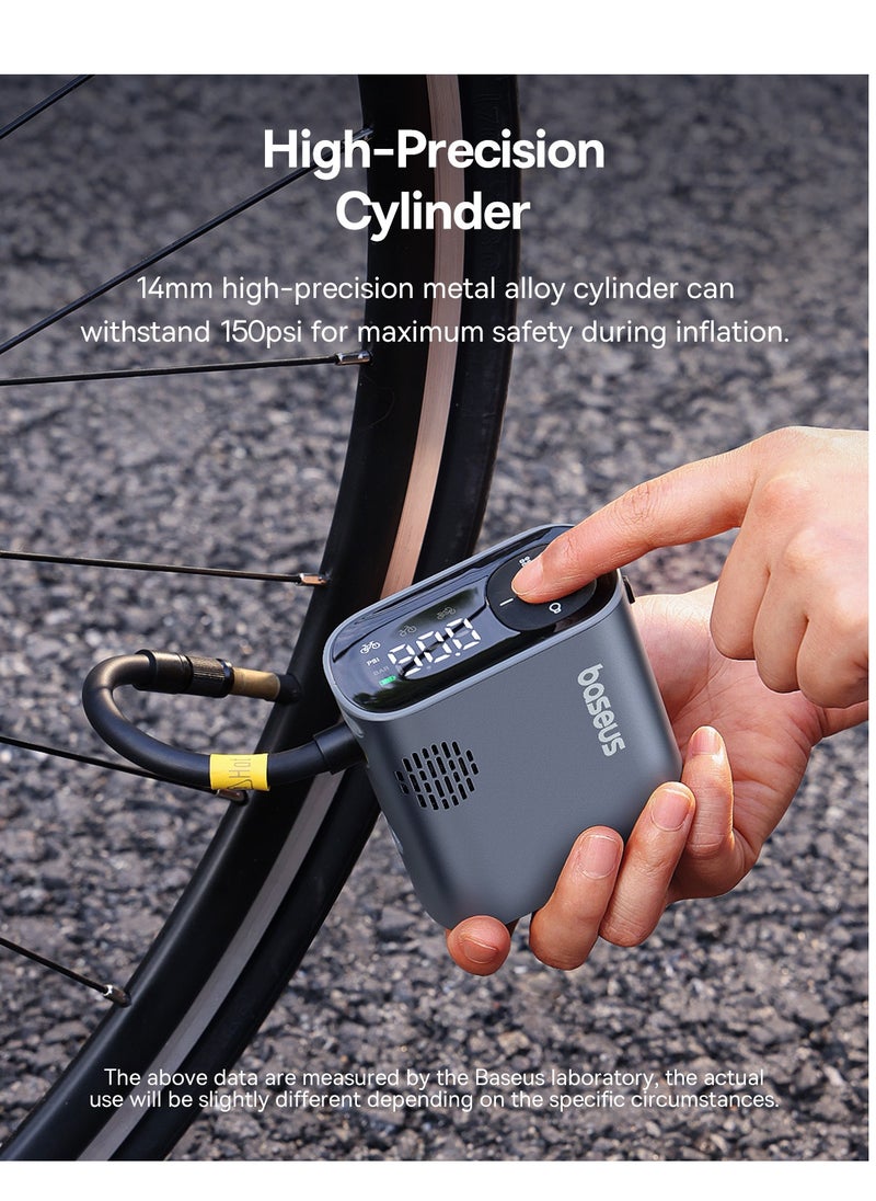 Baseus Wireless Bike Tire Inflator, Portable Air Compressor for Quick Inflation up to 150psi, Electric Tire Air Pump with Real-time Status LED Display, Ideal for Bicycles, E-Bikes, and More, Compact Design for Easy Storage and Use During Emergencies  - Image 4
