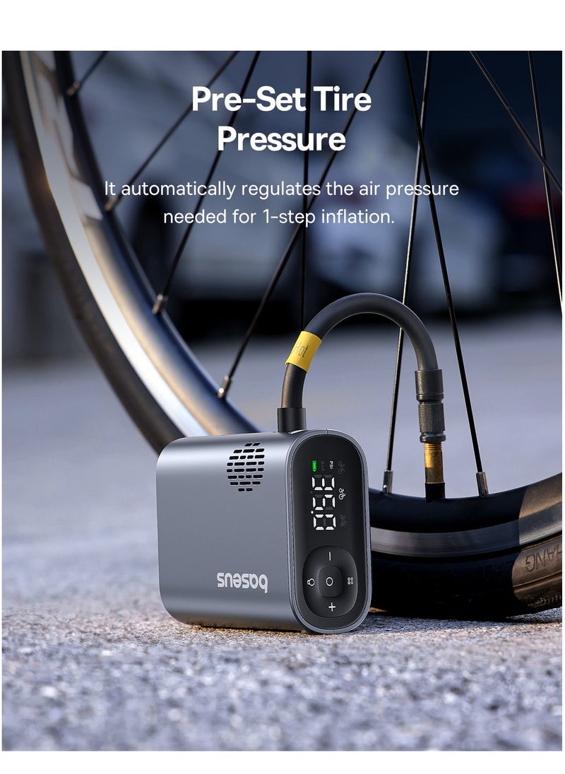 Baseus Wireless Bike Tire Inflator, Portable Air Compressor for Quick Inflation up to 150psi, Electric Tire Air Pump with Real-time Status LED Display, Ideal for Bicycles, E-Bikes, and More, Compact Design for Easy Storage and Use During Emergencies  - Image 5