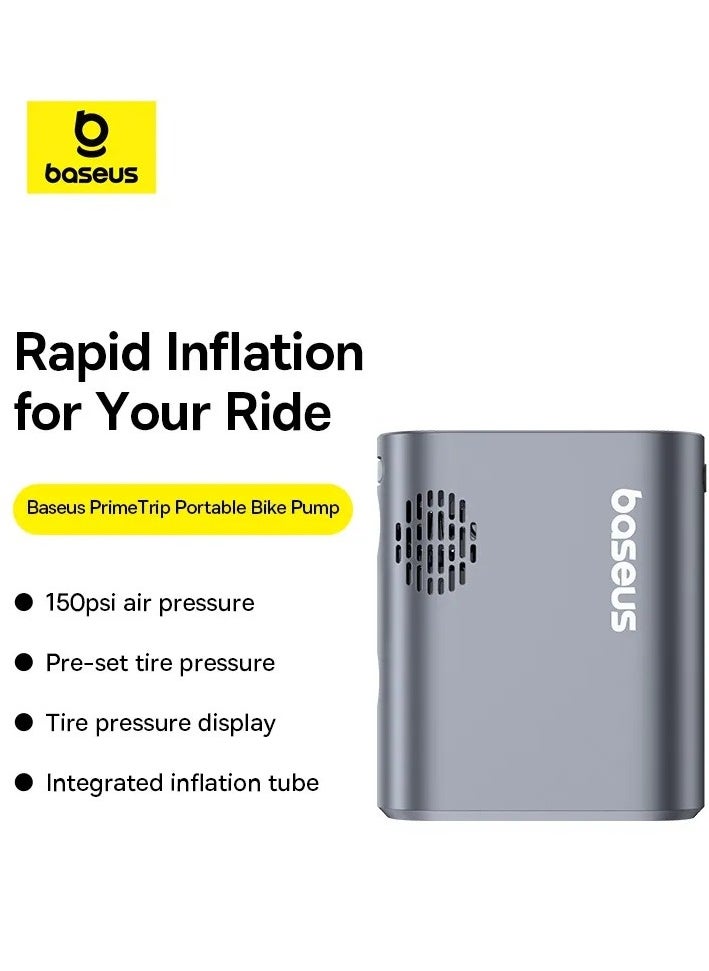 Baseus - Wireless Bike Tire Inflator, Portable Air Compressor for Quick Inflation up to 150psi, Electric Tire Air Pump with Real-time Status LED Display, Ideal for Bicycles, E-Bikes, and More, Compact Design for Easy Storage and Use During Emergencies - Image 1