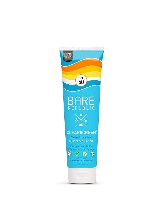 bare republic - Clearscreen Sunscreen Spf 50 Sunblock Body Lotion Water Resistant With An Invisible Finish 5 Fl Oz - Image 1