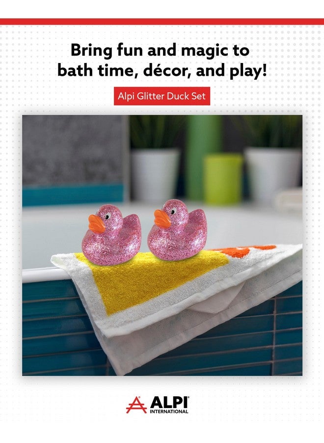 Alpi Glitter Ducks - Set of 5 Fun & Sparkly Rubber Ducks & Bath Toys - Decorative, Collectible, and Great for Parties, Gifts & Bath Time (Pink) - Image 2