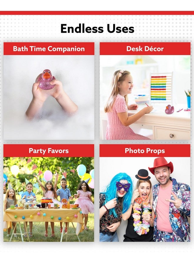 Alpi Glitter Ducks - Set of 5 Fun & Sparkly Rubber Ducks & Bath Toys - Decorative, Collectible, and Great for Parties, Gifts & Bath Time (Pink) - Image 5