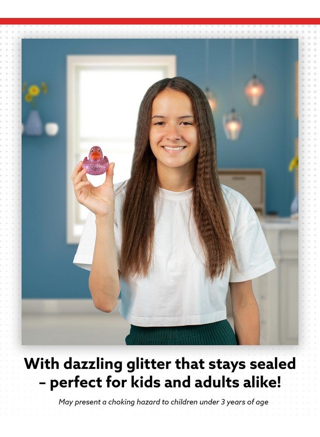 Alpi Glitter Ducks - Set of 5 Fun & Sparkly Rubber Ducks & Bath Toys - Decorative, Collectible, and Great for Parties, Gifts & Bath Time (Pink) - Image 4