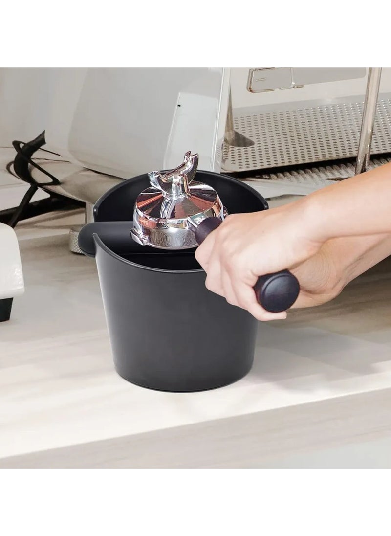 Knock Box – Espresso Grounds Knockout Container made of durable plastic with a rubber bar for easy coffee puck removal