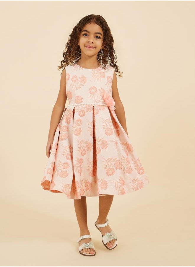 Styli Embroidered Sleeveless Pleated Dress  - Image 1