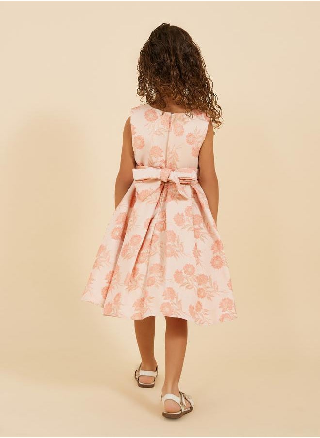 Styli Embroidered Sleeveless Pleated Dress  - Image 5