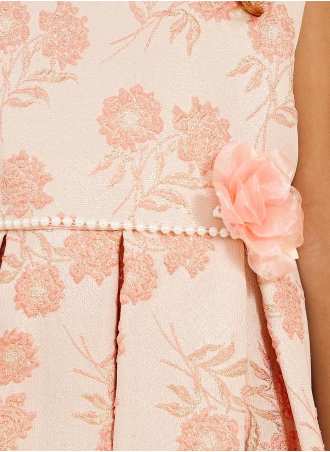 Styli Embroidered Sleeveless Pleated Dress  - Image 4