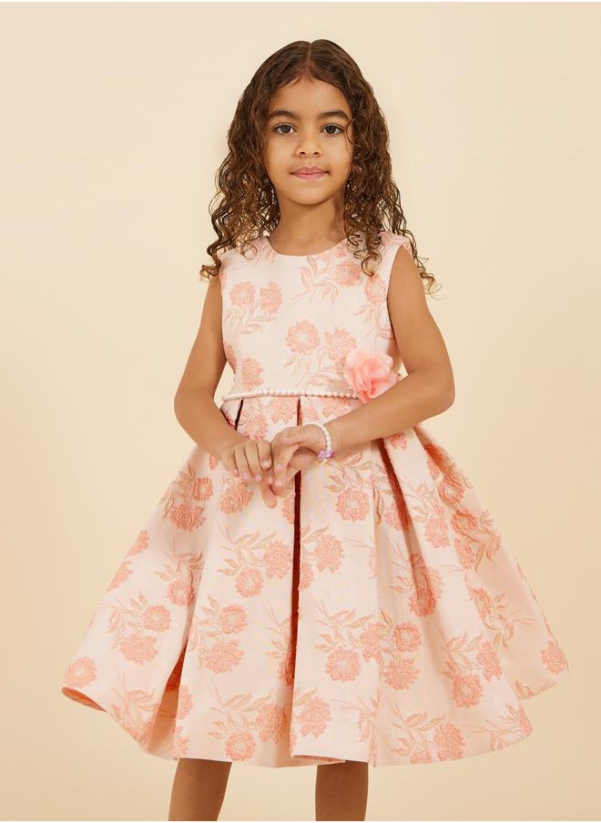 Styli Embroidered Sleeveless Pleated Dress  - Image 3