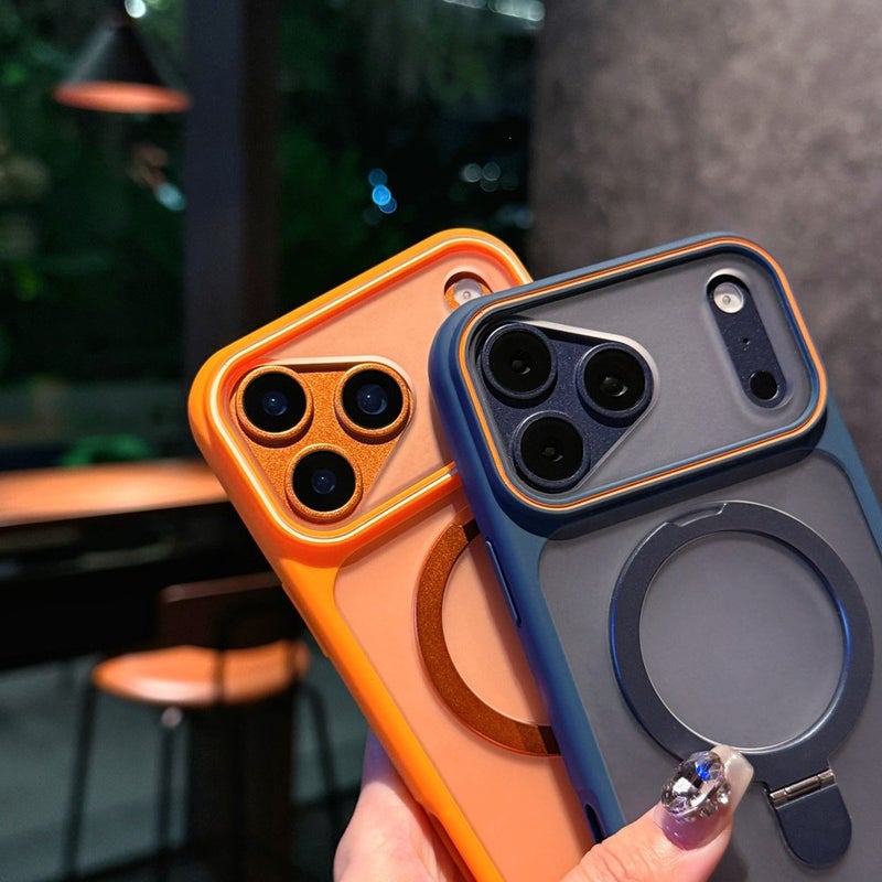 غطاء MagSafe لـ iPhone 13 باللون أزرق مغناطيسي بوظيفة حامل مع مغناطيس قوي وحماية من السقوط مع مقاوم للصدمات مع حامل قائم مع ملمس غير لامع للتنقل اليومي سهل التخزين أثناء التنقل - Image 5