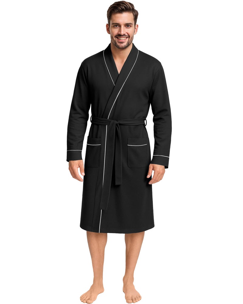 NY Threads روب رجال من NY Threads مكون من قطن مختلط، كبير جداً، أسود - Image 1