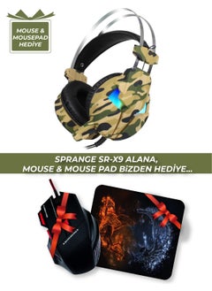 Sr-X9 108 Db/mw Camouflage Patterned Gaming Headset with Microphone (Mouse & Mousepad Gifted)