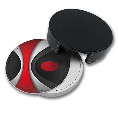 AIMASTZ Black In Modern Abstract Red Drinks Coasters With Holder, Suitable For Kinds Of Cups, Set Of 6 - Image 4