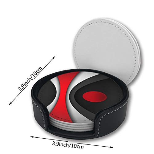 AIMASTZ Black In Modern Abstract Red Drinks Coasters With Holder, Suitable For Kinds Of Cups, Set Of 6 - Image 2