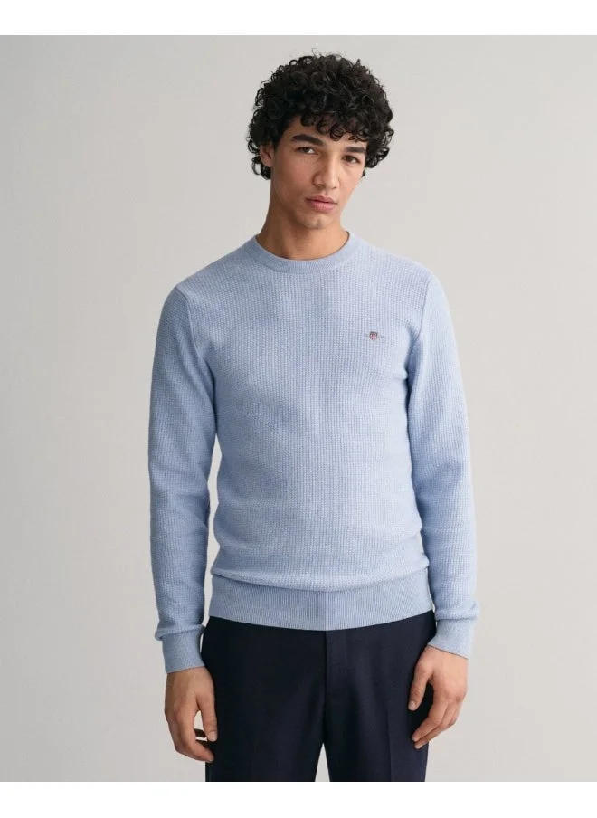 غانت Gant Micro Cotton Textured Crew Neck Sweater