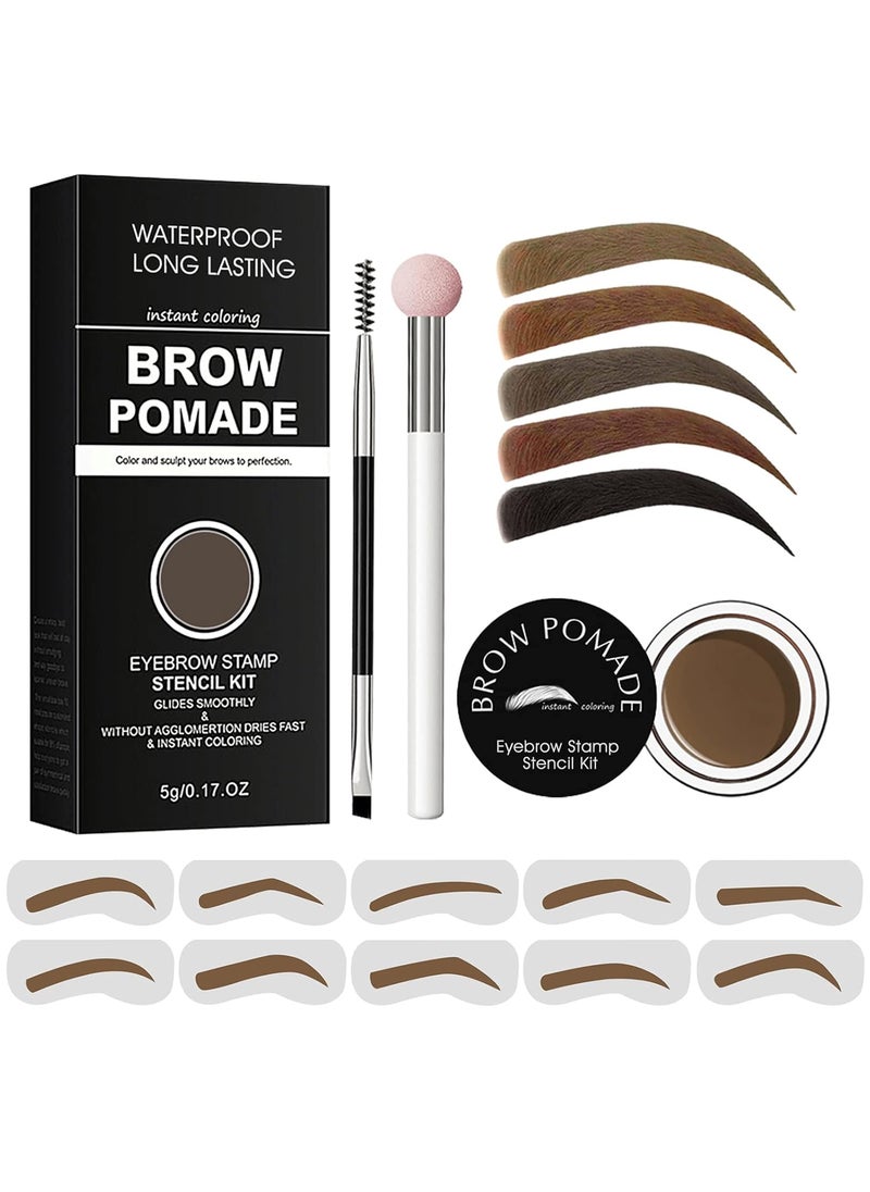 LSxia Eyebrow Stamp Stencil Kit  for Waterproof Eyebrows Makeup Eyebrow Stamp Kit with Sponge Applicator 10 Eyebrow Stencils Dualended Brow Brush Waterproof Eyebrow Pomade Light Brown 
